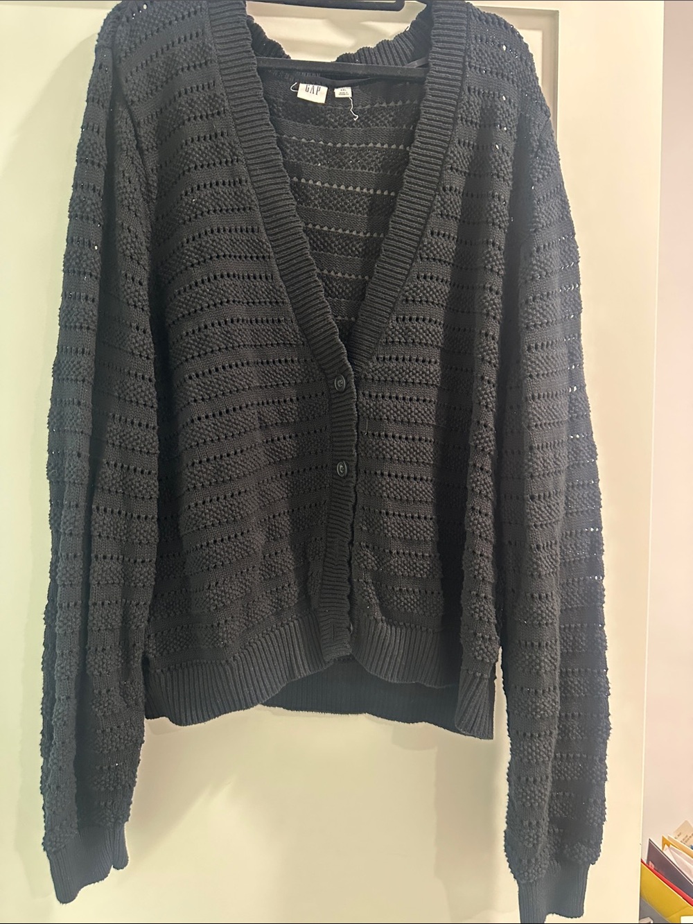 GAP Black Openwork Button-Front Cardigan
